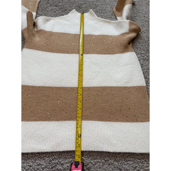 Talbots Petite Womens Striped Knit Sweater Size P Soft Turtle Neck Sequins - Picture 5 of 8